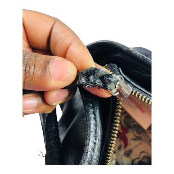 fossil black pebble leather purse shoulder bag hobo - Picture 7 of 9